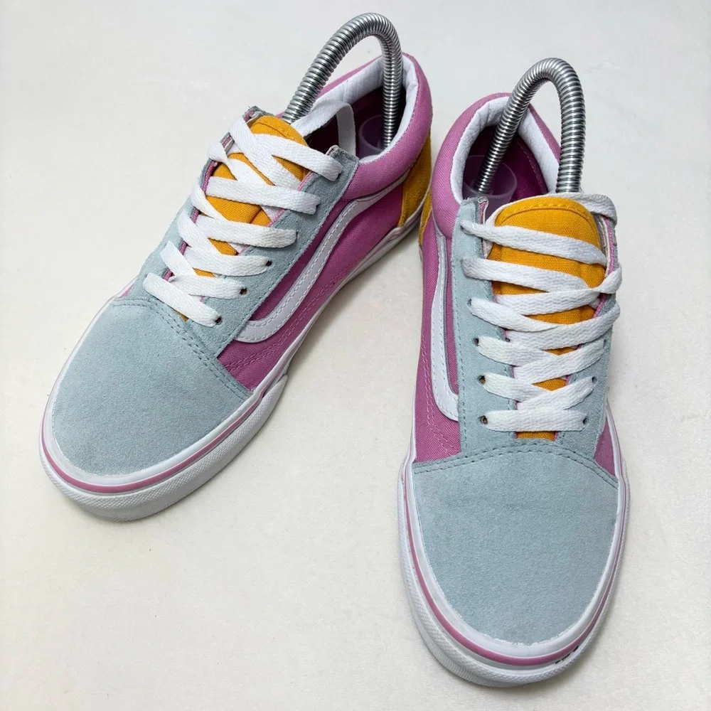 Vans Color Block Multi‎ Colored Pink Yellow Blue Vans Junior size 5